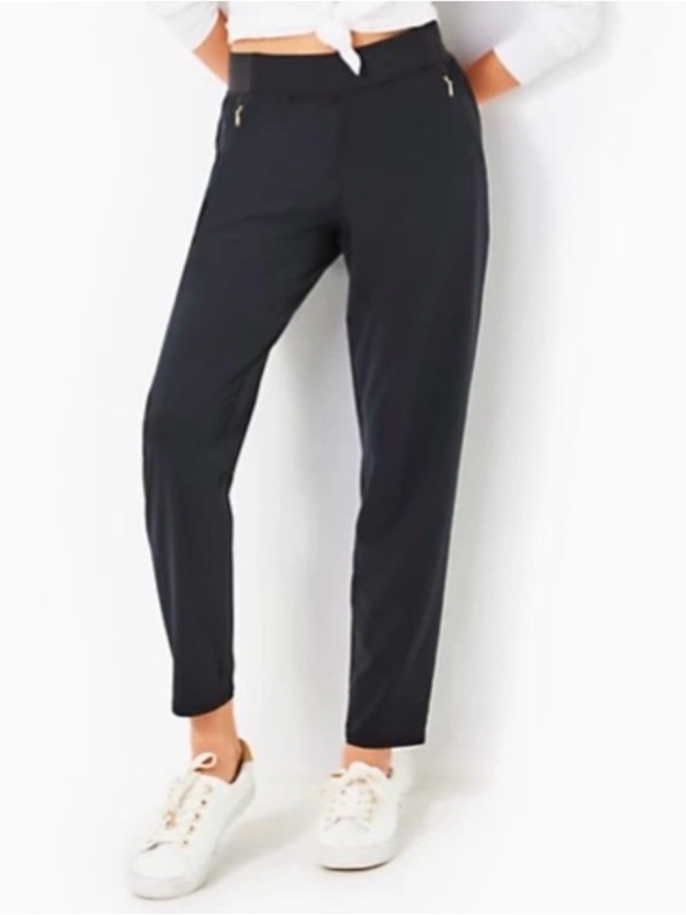 Lilly Pulitzer runaround pants black large NWOT luxletic UPF 50
